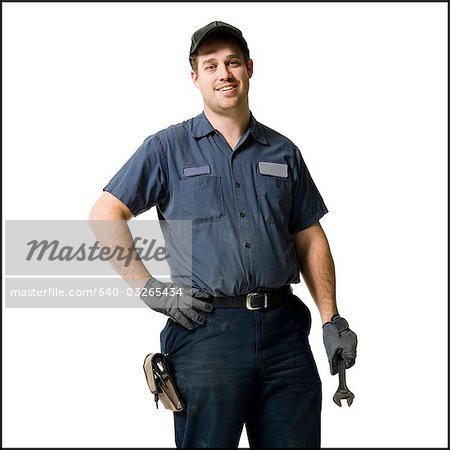 Repairman holding a wrench