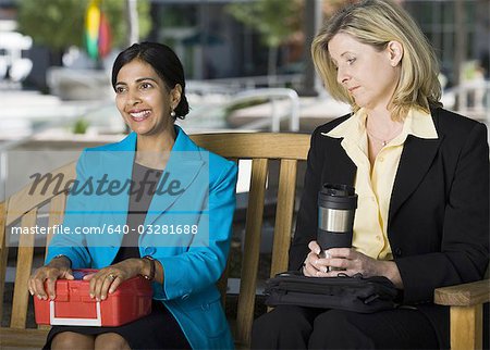Two businesswomen during lunch break