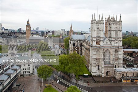 UK, London, Cityscape with Westminster Abby in foreground