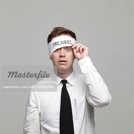 Blindfolded Man Portrait Stock Photo, Royalty-Free