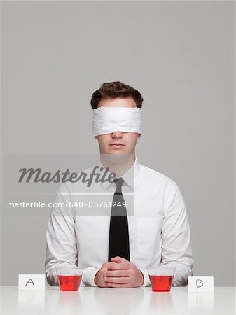 Blindfolded Man Portrait Stock Photo, Royalty-Free