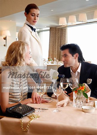Couple having a romantic moment in a restaurant