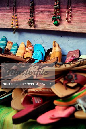 Moroccan slippers and necklaces for sale