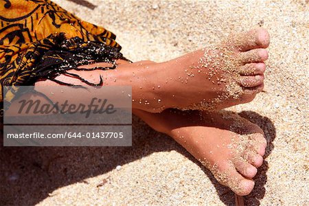 Woman's bare feet on sand