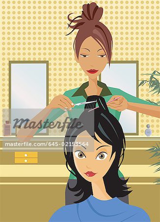 Front view of hairstylist cutting hair - Stock Photo - Masterfile - Premium  Royalty-Free, Code: 645-02153564