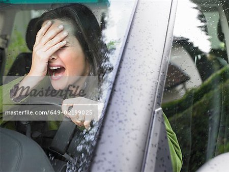 Restive woman driving