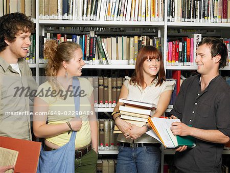 Group of young people in a library