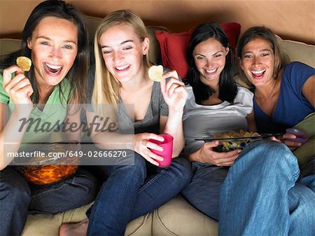 Women watching television