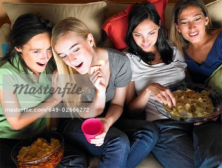 Women watching television