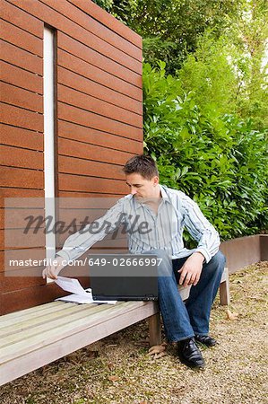 Businessman checking his notes