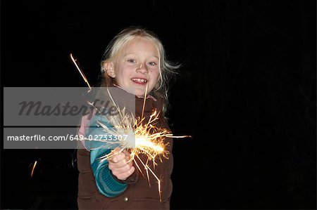 Young girl with sparkler