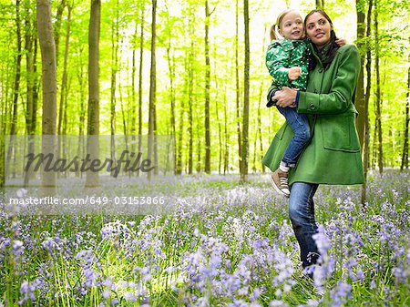 Mother and daughter in the forest