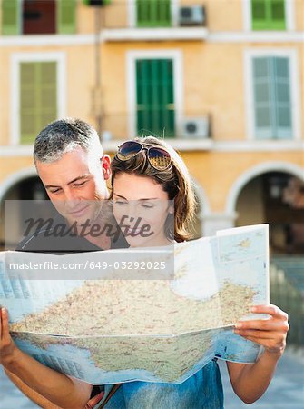 couple looking at a map
