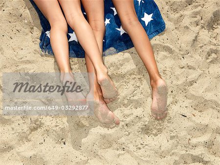 Girls lying at the beach