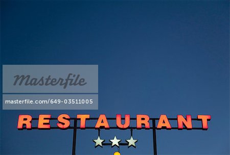Neon 3 star restaurant sign
