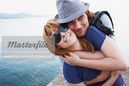 Man hugging girlfriend