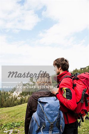 Couple watching countryside