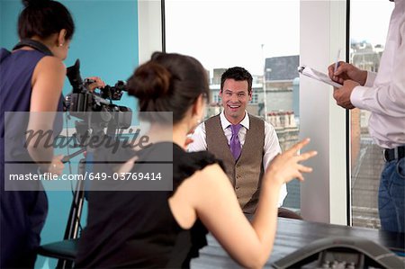 Video interview of businessman