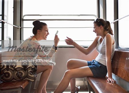 Women travelling in funicular train