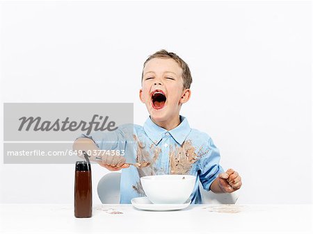 Boy eating ice cream