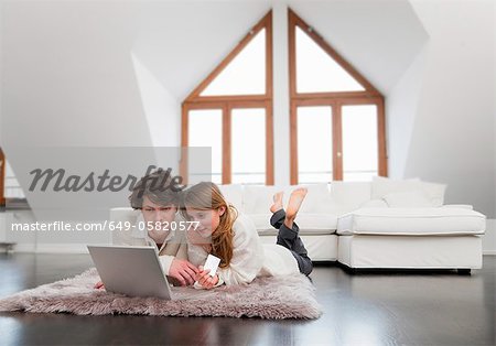 Couple shopping online together