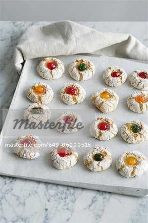 Close up of cookies on baking sheet