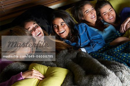 Women watching television together