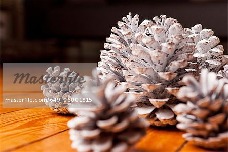 Close up of painted pine cones