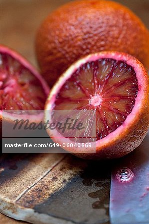Close up of sliced blood orange