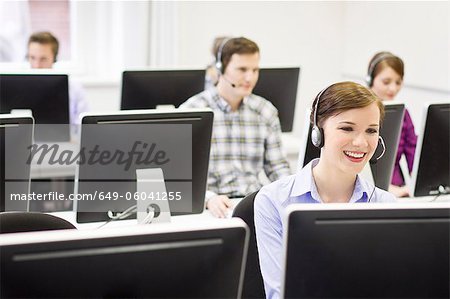 Business people working in headsets