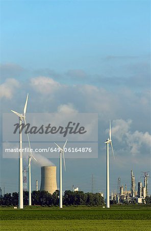 Wind turbines with nuclear smokestack