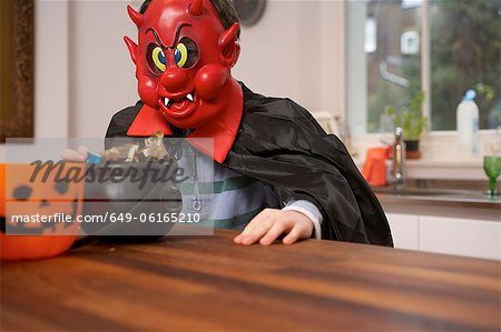 Boy wearing Halloween costume