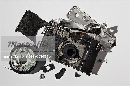 Pile of smashed camera parts