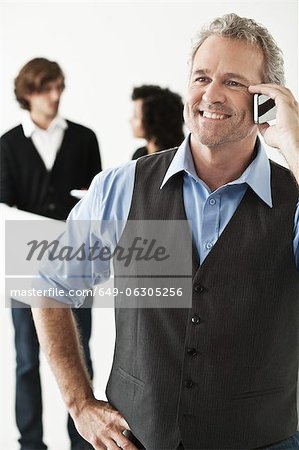 Businessman talking on cell phone