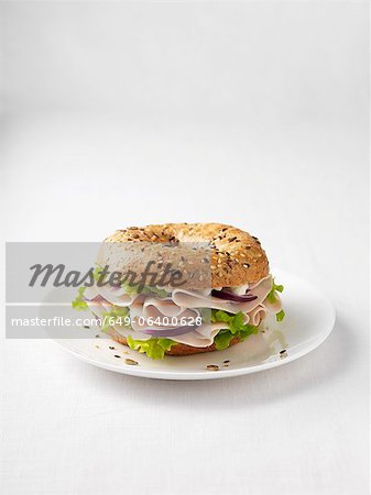Ham and onion on plate Ham and onion on plate