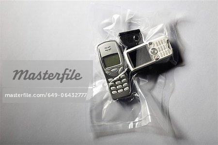 Cell phones shrink wrapped in plastic Cell phones shrink wrapped in plastic