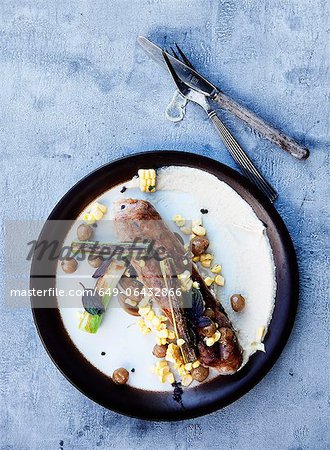 Plate of sausage and corn