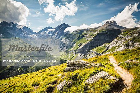 Dirt path on grassy rural hillside Dirt path on grassy rural hillside