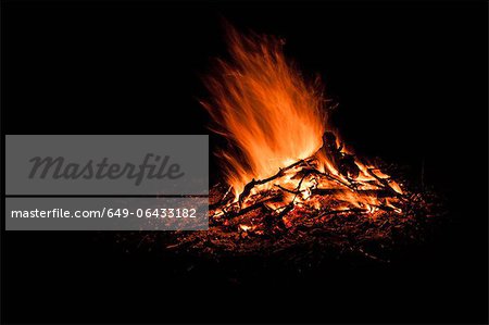 Fire burning outdoors at night