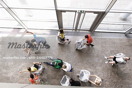 Business people playing in new office