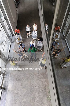 Business people playing in new office