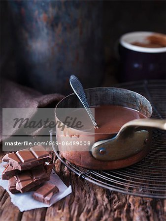 Pan of melted chocolate