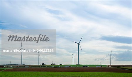 Wind turbines in rural landscape