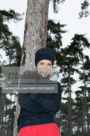 Woman smiling in forest