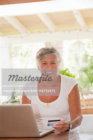 Older woman shopping online
