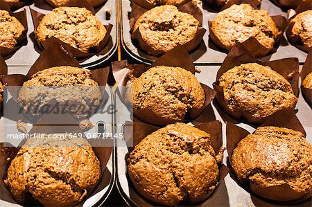 Muffins in baking tin