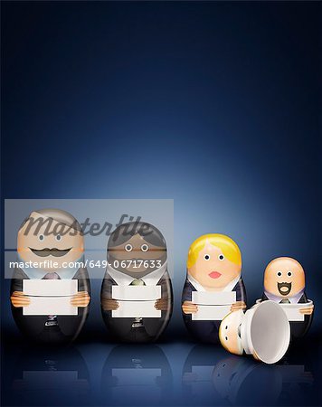 Business people Russian dolls with envelopes