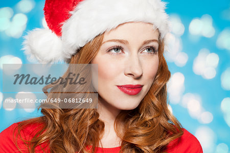 Woman wearing santa hat