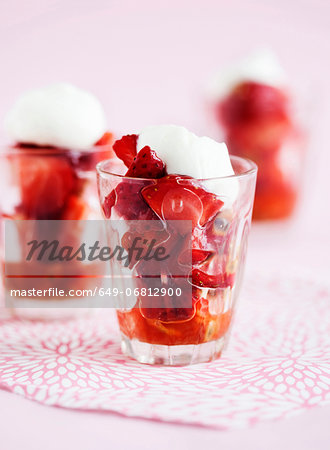 Mascerated strawberries with sorbet