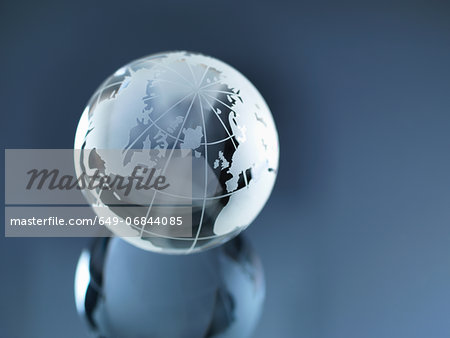 Glass Globe illustrating North and South America, Europe, Russia and Africa